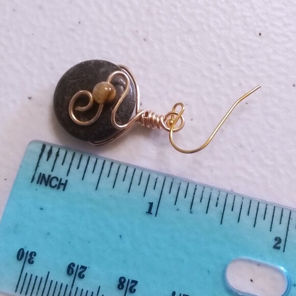 Plum Jasper & Agate! Short Wire Wrapped Dangle Earrings | Classy Business Casual - Picture 10 of 10